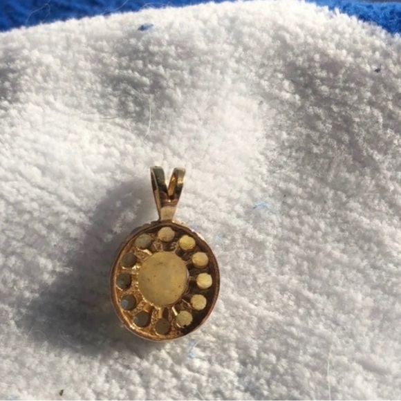 Antique fire opal earrings and pendant with chain 24 kt gold - Picture 3 of 7